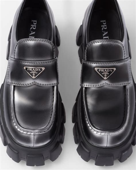 prada monolith brushed leather loafers|monolith nuanced brushed leather loafers.